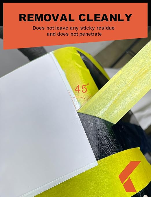 KREFINISH Painters Tape for Cars Vehicles Paint Tape Auto Body Yellow Masking Tape Heat Resistant Automotive Removable No Residue Painting Tape Bulk Set for Paint Booth, 0.7in-60 yards/6rolls