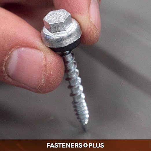 ST Fastening Micro-Bit ZXL WoodBinder Metal to Wood #10 x 1 1/2" Galvanized Screws with EPDM Rubber Washer, 250-Count - Designed for Metal Roofing and Siding Panels