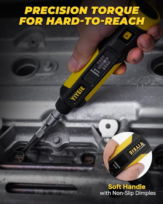 24Pcs Torque Screwdriver, 10-80 In-lb, with S2 Steel Bits, Sockets & Case | Inch Pound Torque Wrench Screwdriver Set for Maintenance -1/4" Drive Fat Wrench Screwdriver for Bike Repairing, Mounting