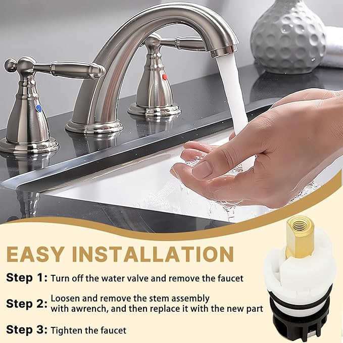 2 Pack RP25513 Two-Handle Faucet Stem Repair Kit with RP24096 Cartridge, RP4993 Seats and Springs, and RP24097 Quarter-Turn Stops Durable Brass and Plastic Faucet Repairs (2)