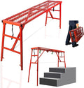 Folding Scaffolding Platform, 71(L) x15.7(W) x51(H)''770 Lbs, Adjustable Steel Industrial Step Ladders, Portable Heavy Duty Work Platform for Construction Sites and Renovations