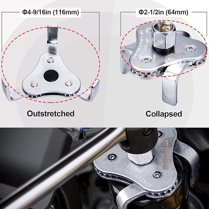 Spurtar 7pcs Swivel Oil Filter Wrench Set, 9" & 12" Oil Filter Removal Tool | 2-3/4" to 5-1/4" (70-133mm) 3-Jaw Oil Filter Wrench for 4S Shop Auto Repair Mechanic DIY