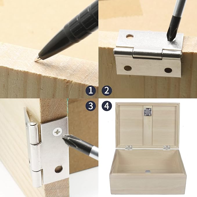 1.5 Inch Small Door Hinges Nickel, 10 Pcs Stainless Steel Folding Butt Hinges with Screws