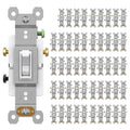AIDA 3 Way Toggle Light Switch, 15 Amp, 120 Volt, Toggle Framed AC Quiet Switch, in Wall On/Off Switch Replacement, Self-Grounding, Residential and Commercial Grade, UL,Glossy White