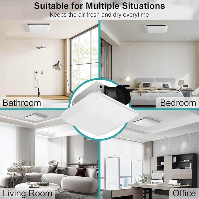 JOEAONZ Bathroom Exhaust Fan Ceiling Mount 110CFM, Quiet Ventilation Fan 1.5 Sones with Hidden Grille Cover & Metal Motor, 4-inch Duct Household Extractor, Ideal for Bathroom Remodeling (White)