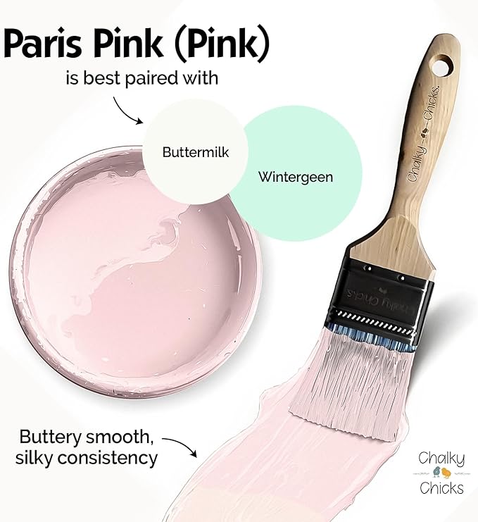 Chalky Chicks 16 Fl Oz Matte Paris Pink Chalk Paint for Furniture Without Sanding, No Prep Furniture Paint No Sanding All in One for Crafts, Wood, Walls, Cabinet, Metal, Dresser, Farmhouse