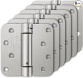 Luxbaro 6 Pack Self Closing Door Hinges, 4 Inch Spring Loaded Door Hinges, Adjustable Tension for Garage, Front Door, Back Door, for Left and Right Hand Door, 5/8'' Radius Corners, UL Listed