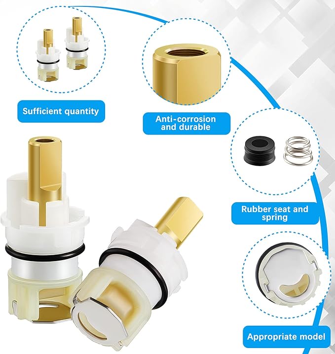 Honoson 16 Pieces Rp25513 Faucet Stem Replacement Faucet Repair Kit with Rp4993 Seat and Spring, 8 Cartridge for Bathroom Lavatory