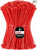 SATINIOR 1000 Pack 8" Red Plenum UL Rated Cable Ties Bulk Wire Zip Ties with 50 lb Tensile Strength for Premium for HVAC & Commercial Air-Handling Use Industry Aviation Data Center