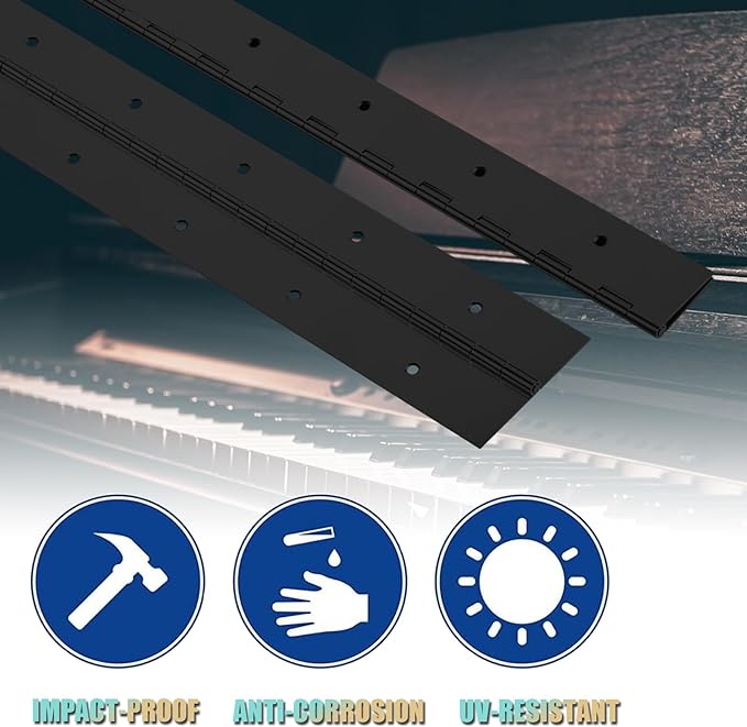 EPHECH 6Inch Black Continuous & Piano Hinge, 6PCS Heavy Duty Stainless Steel 304 Continuous Hinges Piano Boat Hinges, 0.04" Thickness Folding Cabinet Door Butt Hinge