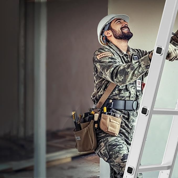 VEVOR Multi-Purpose Folding Ladder, 7-in-1 Tall Step Ladder, A Frame 3 Step Adjustable Telescoping Ladder, 12ft Reach Height Heavy Duty Extension Ladder, 330 lbs Capacity for Household Outdoor Work