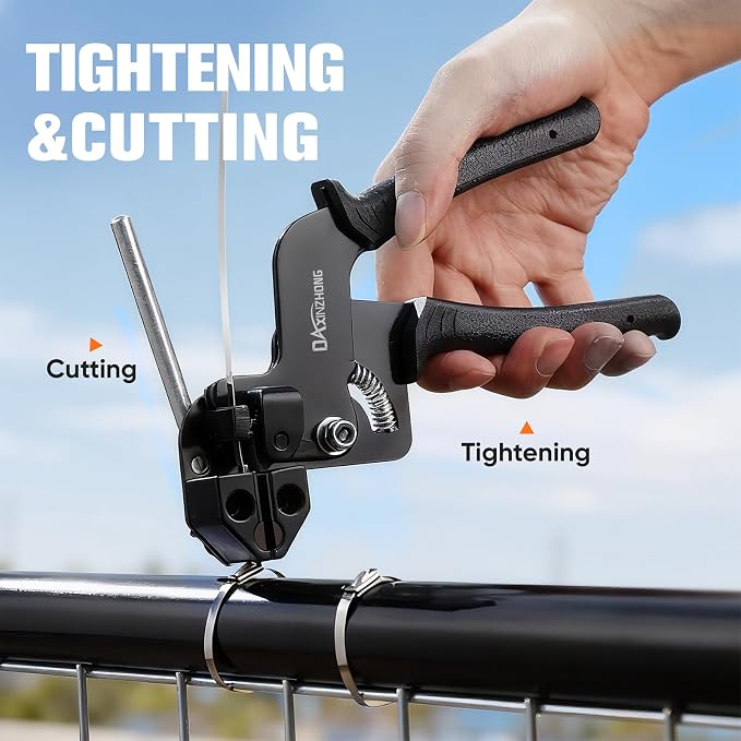 Heavy Duty 304 Stainless Steel Cable Tie Gun Kit - 100PCS 11.8" Metal Zip Ties (200LBS) + Industrial Scissors, UV Resistant Tool - Fence Ties, Exhaust Pipe, Chicken Coop, Industrial Use
