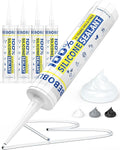 Silicone Caulk & Sealant Clear, 100% Waterproof Silicone Sealant, Shrink & Crack Proof, Silicone Caulking for Kitchen, Bathroom, RV, Interior & Exterior Use, 10.2 FL. OZ/300ML, 4 Pack