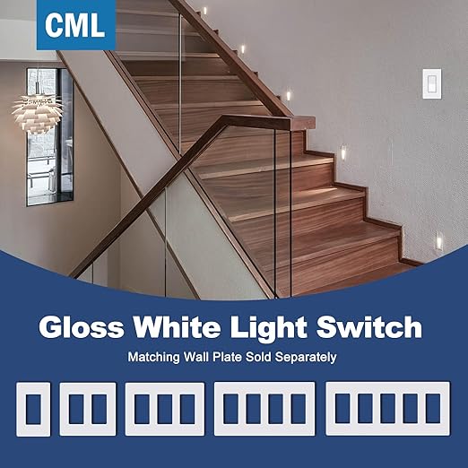 CML 4 Way Decorator Light Switch, 10 Pack Rocker Paddle Wall Switch, 15A 120/277V, Self-Grounding, On/Off Interrupter, ETL Listed, White