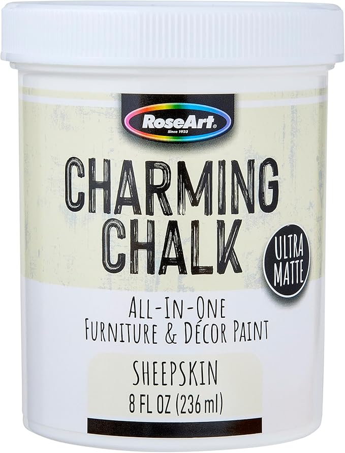 Charming Chalk All-In-One Furniture & Décor Paint - 8oz Sheepskin Cream, Ultra Matte Chalk Finish Paint, Ideal For All Techniques Including Distressing, No Prep Needed, Made In USA