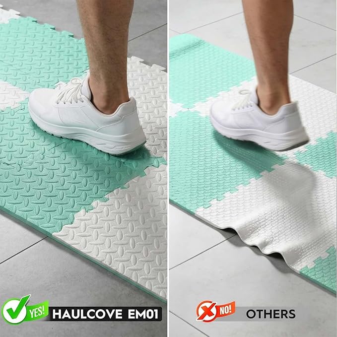 18 Tiles Puzzle Exercise Mat, EVA Interlocking Foam Floor Tiles, Non-Slip, Protective, Water-Resistant Flooring for Home Gym & Workout Equipment, 12.6" x 12.6" x 0.4", 18 Sq Ft