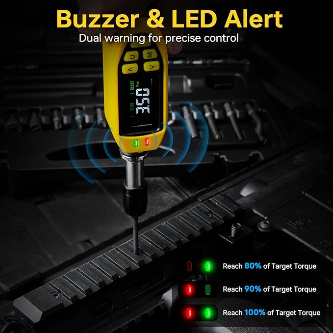 46-Pc Digital Torque Screwdriver, 3.5-70.8 in-lb, ±1% Precision Electronic Torque Screwdriver Set with Buzzer & LED, 1/4" Inch Pound Torque Driver with S2 Bits for Bike Repair & Scope Mounting