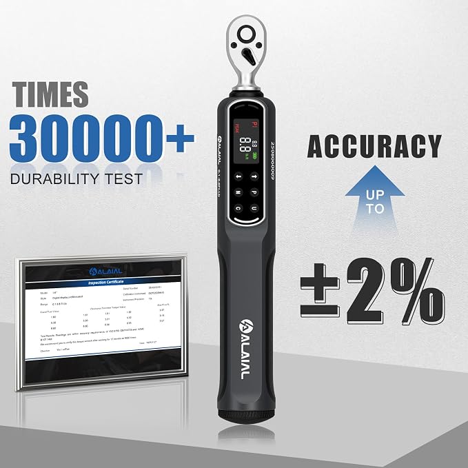 Digital Torque Wrench 1/4 Drive, 0.1-8.8 Ft.Lb ±2% Accuracy | LED Display, Buzzer&Vibration Alert, 2 Modes, 10 Presets&500 Data Logs, for Lug Nuts, Automotive, Motorcycle Repair