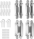 4-Pack 7 inch Hidden Hinges for Doors Invisible Hinges Concealed Zinc Alloy 180 Degree Swing 3 Way Adjustable Butt Silent Door Hinge 7 x 2.8 x 1 inch (Silver)