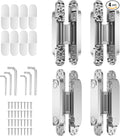 4-Pack 6 inch Hinge for Doors Invisible Hinges Concealed Hinges Zinc Alloy 180 Degree Swing Hinge 3 Way Adjustable Butt Silent Door Hinge 6 x 2.5 x 1 inch (Silver)