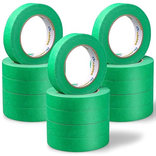 Oleitodh 15 Rolls Green Painters Tape Bulk 1 inch x 825 Yards, Painters Masking Tape No Residue Wall Painting Tape Artist Tape Trim Edge Finishing Tape for Wall Painting Decoration DIY Supplies