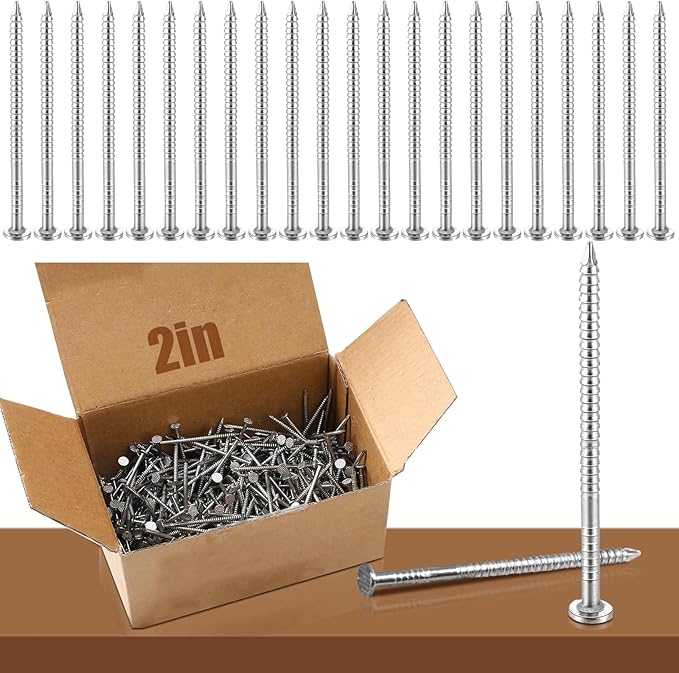 Tandefio 2 Pound Box Siding Nails Roofing Tile and Slating Rust Resistant 304 Stainless Steel Hardware Nails for Redwood Cedar Wood Siding Nail Decking Roof Slating(2 Inch)