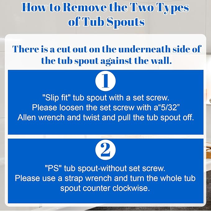 6 Sets Tub Spout Diverter Repair Kit, Shower Diverter Repair Kit Tub Spout with Diverters Tubs Spouts Replacement Repairs Parts for Bathroom Bathtub Faucet Universal Valve Replacements Kits