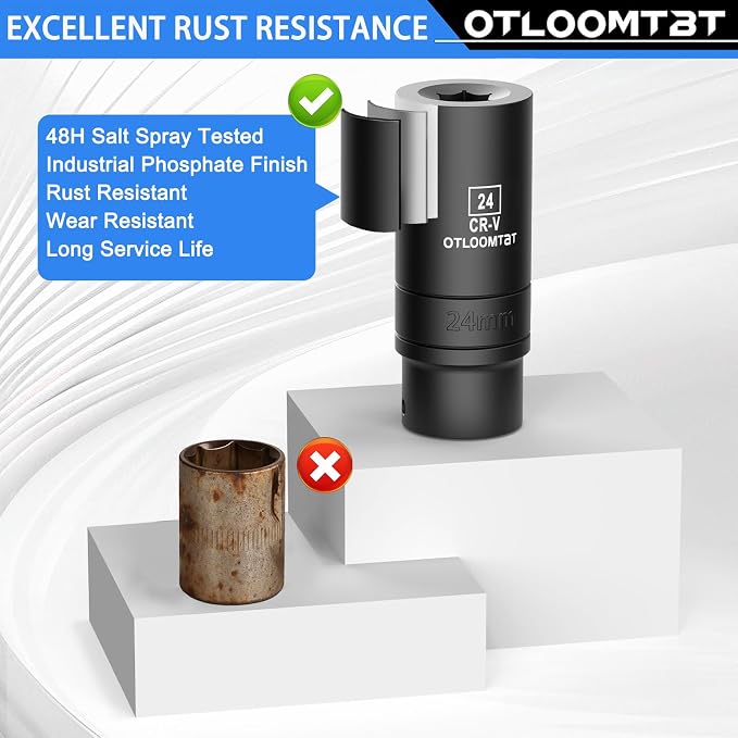 OTLOOMTBT 1/2" Drive Impact Socket Set, Metric Deep with Drill Adapter | 14PCS HeavyDuty Cr-V Steel Impact Sockets, 6-Point Grip,High Torque Ready for Auto Repair, Mechanics &DIY Projects