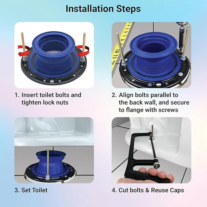 One N Done Toilet Flange Repair Kit - Toilet Kit For Low or Broken Toilet Flange. Toilet Wax Ring Replacement Kit W/Toilet Flange Extender Kit. No Wax Ring For Toilet Bowl Or Toilet Seal Required 10X
