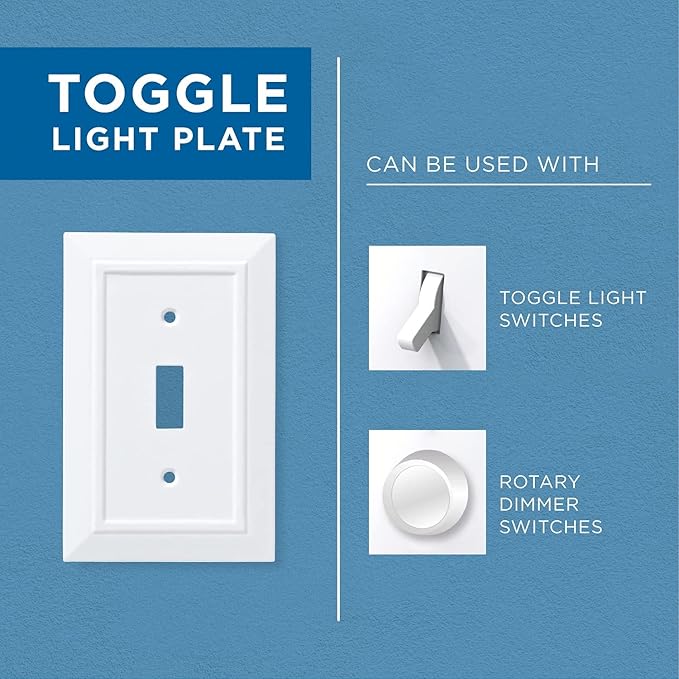 Franklin Brass Classic Architecture (1-Pack) Decorative Light Switch Cover Wall Plates Pure White 3-Gang Wall Plate Toggle Plate Guards Electrical Outlet Guard W35249-PW-C