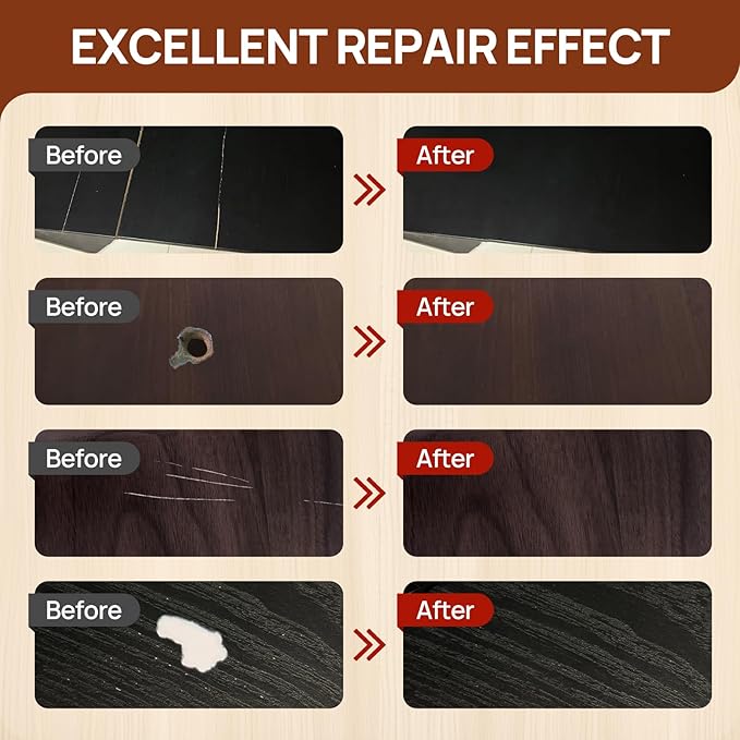 Boncart Wood Furniture Repair Kit, Wood Touch up Fillers, Repair Scratches, Cracks, Paint Chips, and Nail Holes on Furniture, Floors, Doors, Cabinets, and Tables (5 Dark Colors)