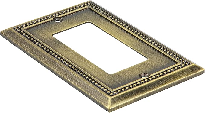 Henne Bery Sunken Pearls Heavy Duty Decorative Wall Plate Switch Plate Outlet Cover (Single Decorator, 3 Pack, Antique Brass)