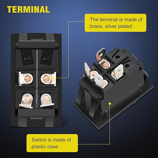 Nilight ON-Off Switch Panel 4 PIN DPST Toggle Switches Panel 12V 20A Black Anodized Aluminium Switch Shell Bracket with Screws Ternimals Jumper Wires Set for Cars Trailers Boats RV Camper