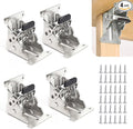 4 Pack Locking Hinge for Folding Leg Brackets,Heavy Duty Folding Brackets 90 Degree Self Locking Folding Hinge for Table Legs Furniture（Silver）