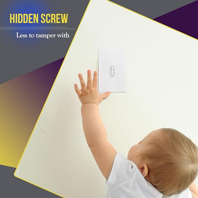 ENERLITES Screwless Toggle Switch Wall Plate, Child Safe Light Switch Cover, Standard 1-Gang 4.68" x 2.93", Unbreakable Polycarbonate Thermoplastic, UL Listed, SI8811-W-5PCS, Glossy, White, 5 Pack