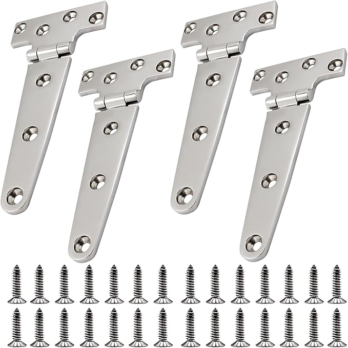 316 Stainless Steel T Hinges Marine Grade 6'' x 3" Heavy Duty Boat Hatch Hinge (150 mm X 72 mm) 4 Pack Casting Cabinet Hardware Door Hinge with Screws