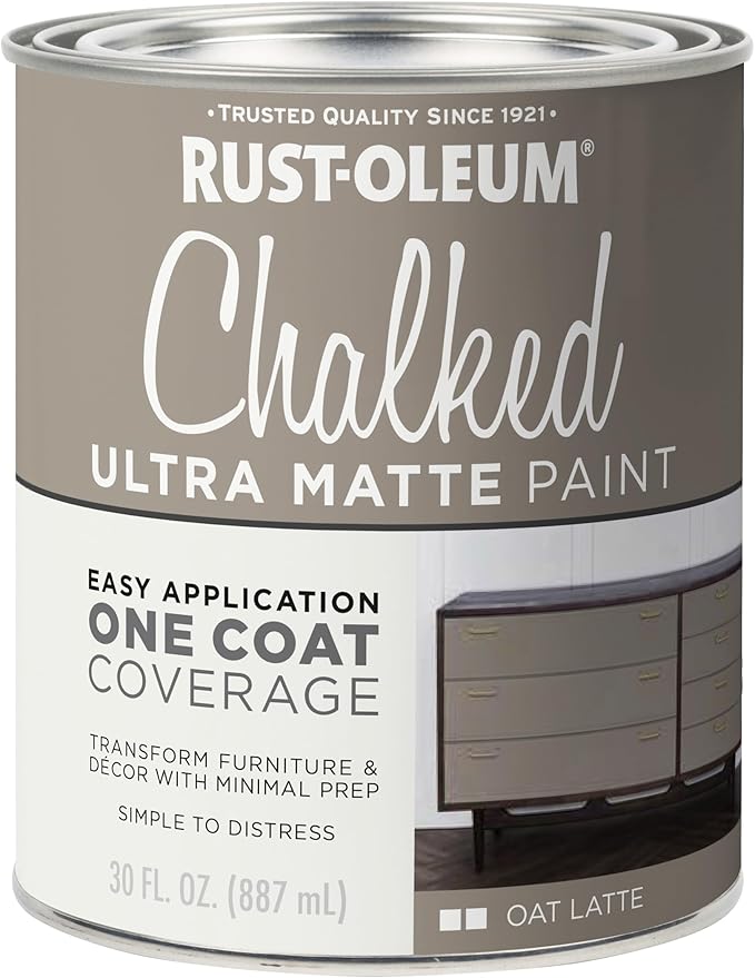 Rust-Oleum Oat Latte Chalked All-in-One Ultra Matte Paint | One Coat Coverage | No Primer, Sanding, Or Topcoat Needed | Easy Clean Up | Made in USA | 30 OZ