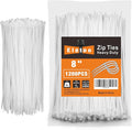 8 Inch White Zip Ties 1200 Pack, 35 LBS Tensile Strength, Self-Locking Nylon UV Resistant Cable Ties for Indoor and Outdoor