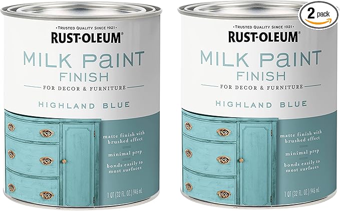 Rust-Oleum 331050-2PK Milk Paint Finish, Quart, Highland Blue, (Pack of 2)
