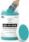 Chalky Chicks 32 Fl Oz Matte Mermaid (Green Teal) Chalk Paint for Furniture Without Sanding, No Prep Furniture Paint No Sanding All in One for Crafts, Wood, Walls, Cabinet, Metal, Dresser, Farmhouse