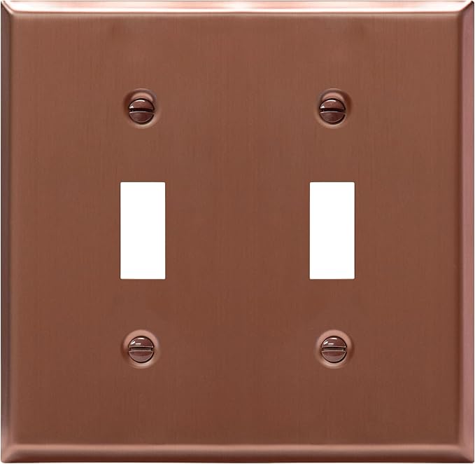 ENERLITES Toggle Light Metal Wall Plate, Switch Cover, Corrosion Resistant, Mid-Size 2-Gang 4.50" x 4.57", Stainless Steel 201, 7712-BRG, Brushed Rose Gold (Pack of 1)