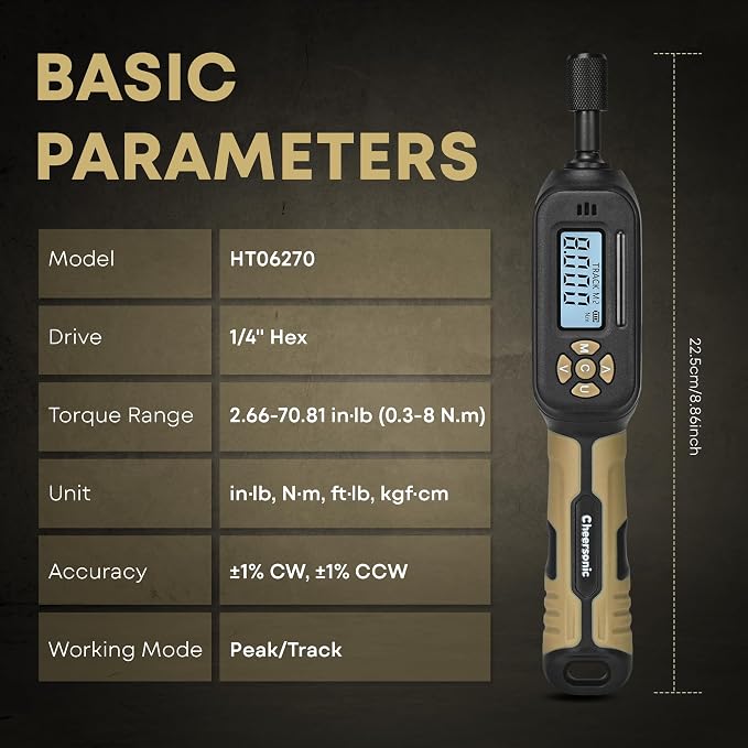 Digital Torque Screwdriver 1/4 Drive, 2.66-70.81 in·lb (0.3-8N.m) Inch Pound Torque Screwdriver Digital with Buzzer & LED Indicator, 45 In 1 Gun Torque Screwdriver Set