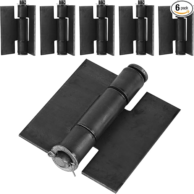 Weld On Hinges Extra Heavy Duty 4.4" x 4" Weldable Metal Butterfly Hinges Solid Steel Welding Butt Hinge Thickness 5mm for Heavy Metal Farm Garage Trailer Gates & Doors - 6 Pcs