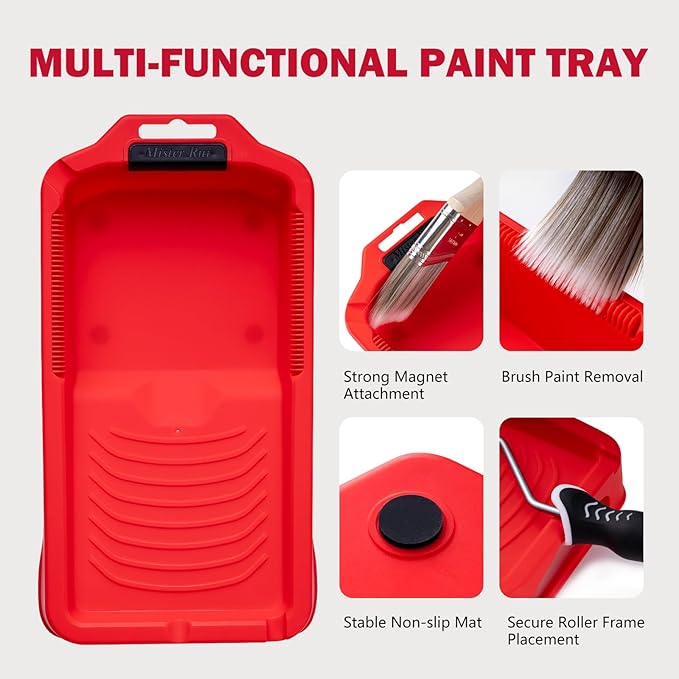 Mister Rui Paint Tray Set, 4 Inch Paint Tray and Liners-6 Pack, Sturdy Plastic Paint Tray with 5 Tray Liners, Paint Pan Liners, Small Paint Trays for Painting