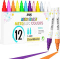 Anyo 12 Pack Chalk Markers for Blackboard, Window Paint with 6mm 2-in-1 Bold Nib Tip, Metallic & Neon Color Wet Erase Window Markers for Glass Washable, Glass, Mirror, Blackboard, Bistro, Menus