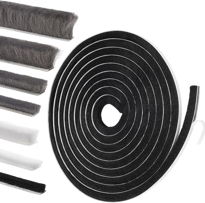 Self-Adhesive Weather Stripping Seal for Doors & Windows – Soundproof Insulation Gap Filler for Sliding, Exterior, Front, and Jamb Frames – 0.6" x 0.35" x 33 ft, Black
