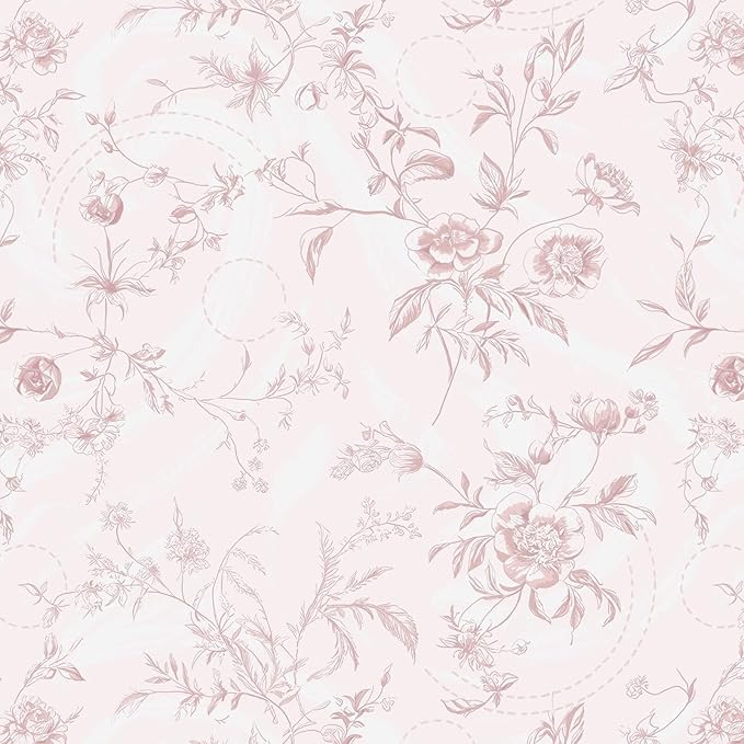Ismoon Peel and Stick Wallpaper Floral Pink Stick on Wall Paper Vintage French Contact Paper for Cabinet Textured Removable Self Adhesive Wallpaper Vinyl Roll Shelf Deco, 17.3x78.7in