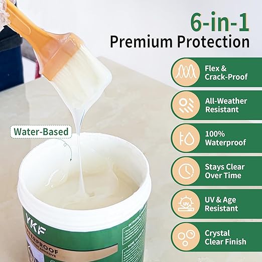 YKF Transparent Waterproof Sealant 68 fl oz, Clear Water-Based Invisible Leak Repair Coating for Roofs, Walls, Bathroom, Shower, Kitchen, Concrete, Wood, Metal, Indoor & Outdoor