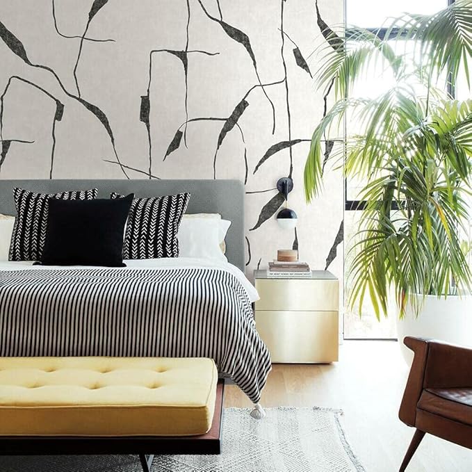 RoomMates RMK12210M Nikki Chu Off White and Charcoal Black Ivory Coast Peel and Stick Wall Mural