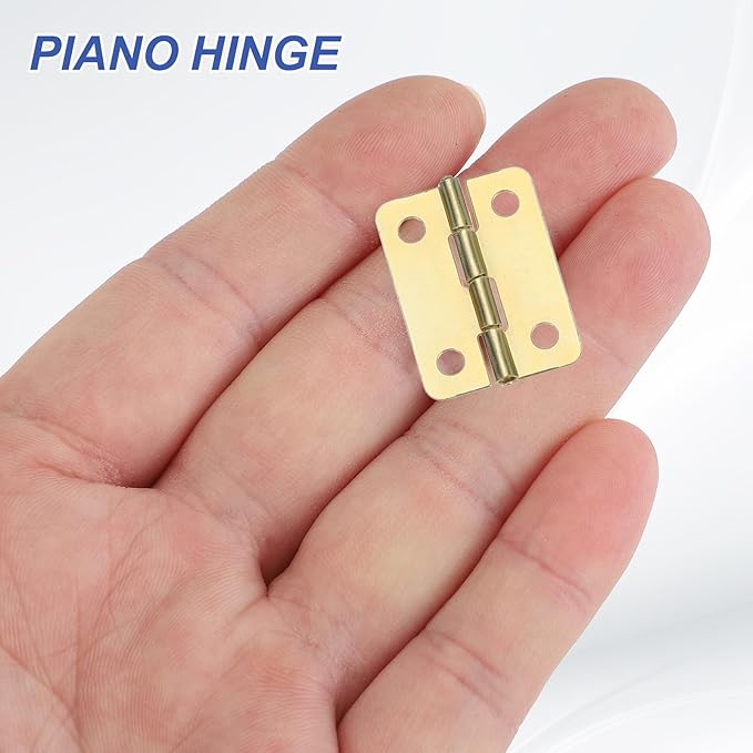 MECCANIXITY Small Butt Hinges 1 Inch Mini Jewelry Box Hinge with Screw for Jewelry Wooden Boxes Cabinet Drawer Doors Gate (Gold Tone, Pack of 12)